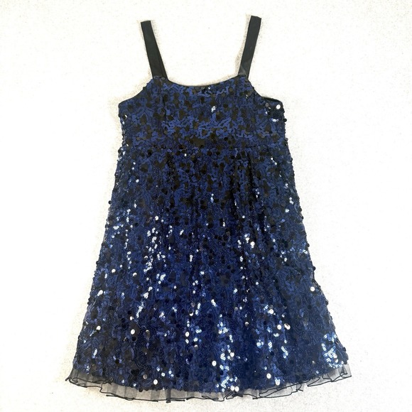 City Triangles Mini Dress Women's 12 Blue Sequin Prom Homecoming Event Gala - Picture 1 of 13